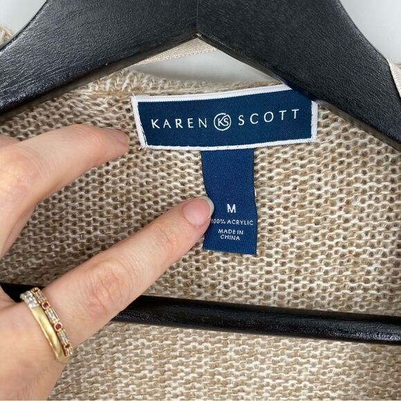 Karen Scott Women’s Open Front Tan Soft Cardigan size M - Picture 2 of 3